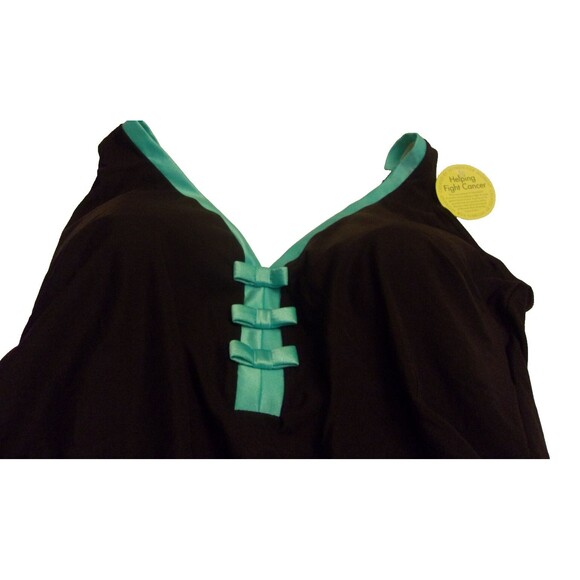 It Figures! One Piece Swimsuit Sz. 22W Chocolate Blue Tummy Thinner New NWT - Picture 4 of 8